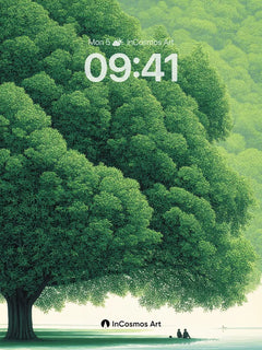 Serenity Under Canopy Wallpaper with Whispering Leaves, iPhone Duo cover screen