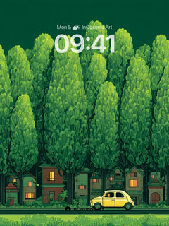 Whispering Canopy Wallpaper with Yellow Cab Surprise, iPhone Duo cover screen