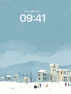 Winter Snowfall Village Wallpaper Cozy Background, iPhone Duo cover screen