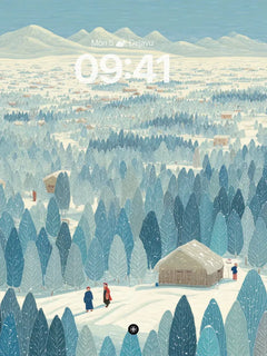 Winter Forest Canopy Cozy Background, iPhone Duo cover screen