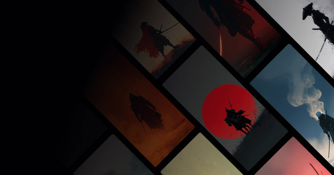 Mystic Samurai Journey: Ethereal Warrior Art in Deep Shadows and Fiery Hues