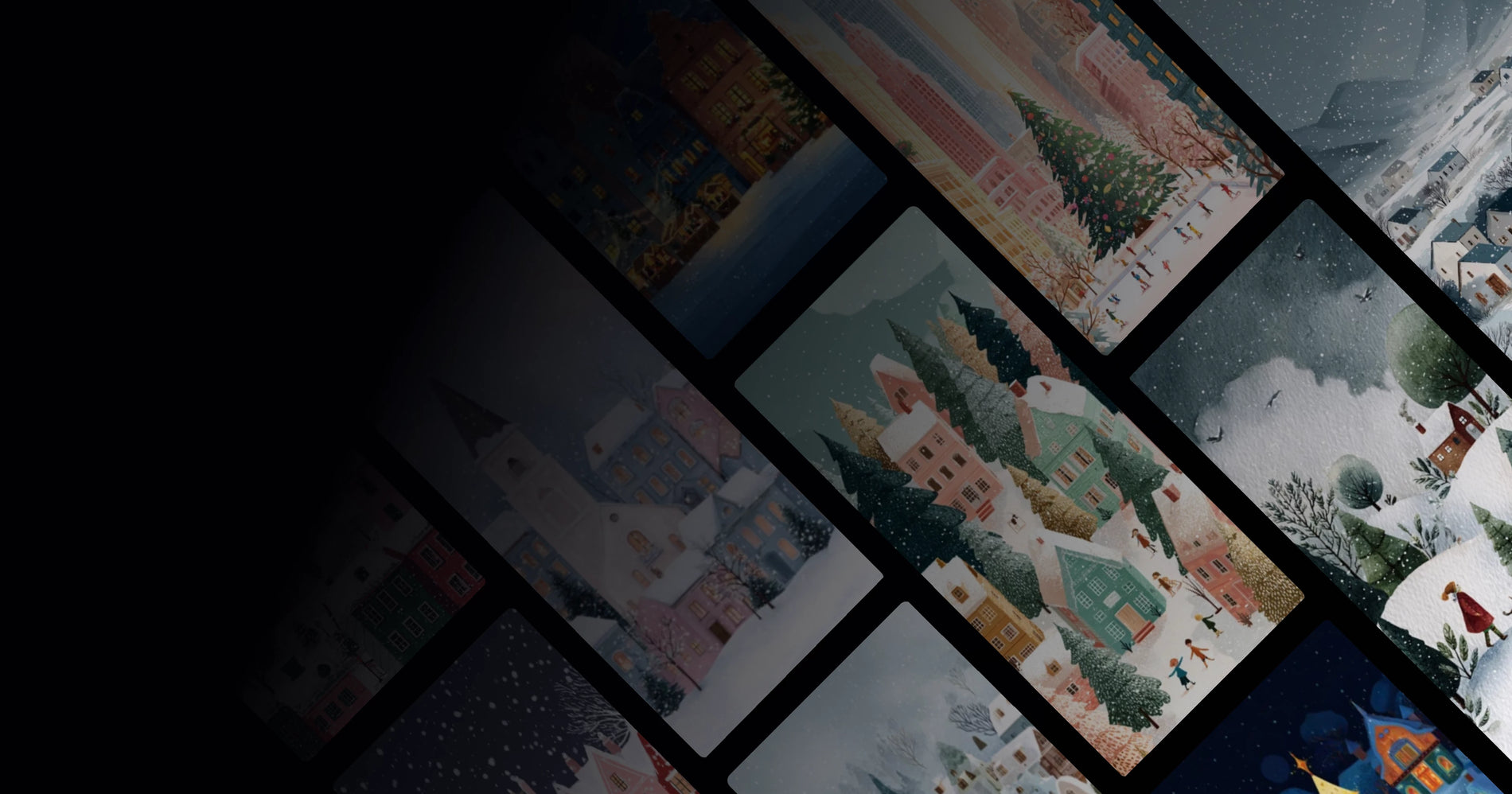 Serene Winter Scenes: Snow-Covered Villages, Festive Lights, and Heartwarming Moments