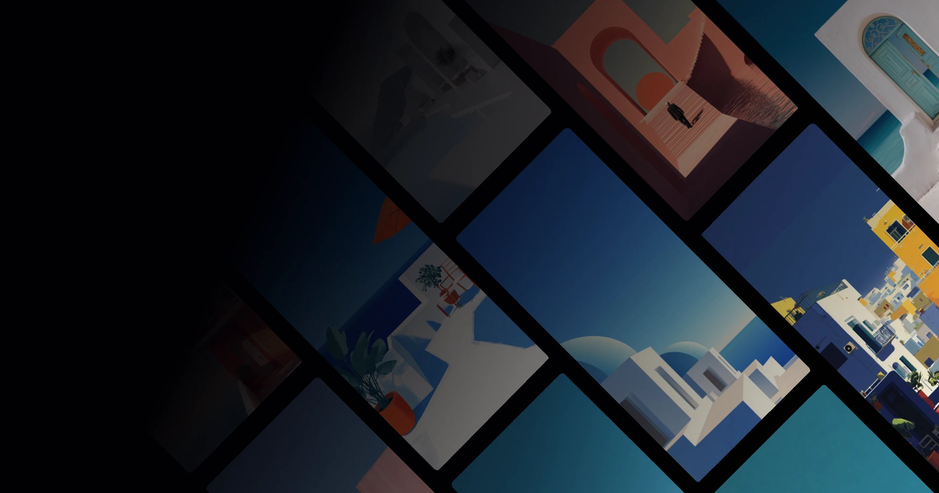 Serene Coastal Architecture with Blue Doors and White Walls — A Visual Escape