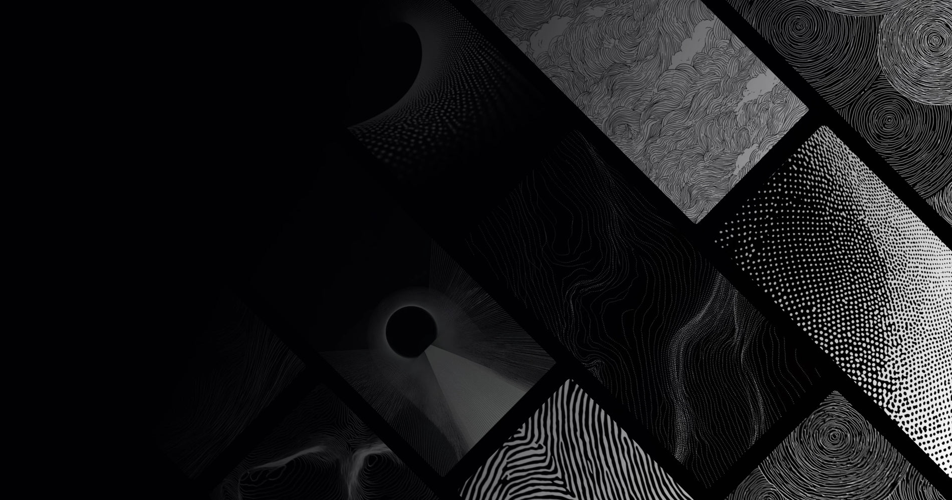 Minimalist Abstract Patterns: Flowing Lines and Dotted Forms in Monochrome