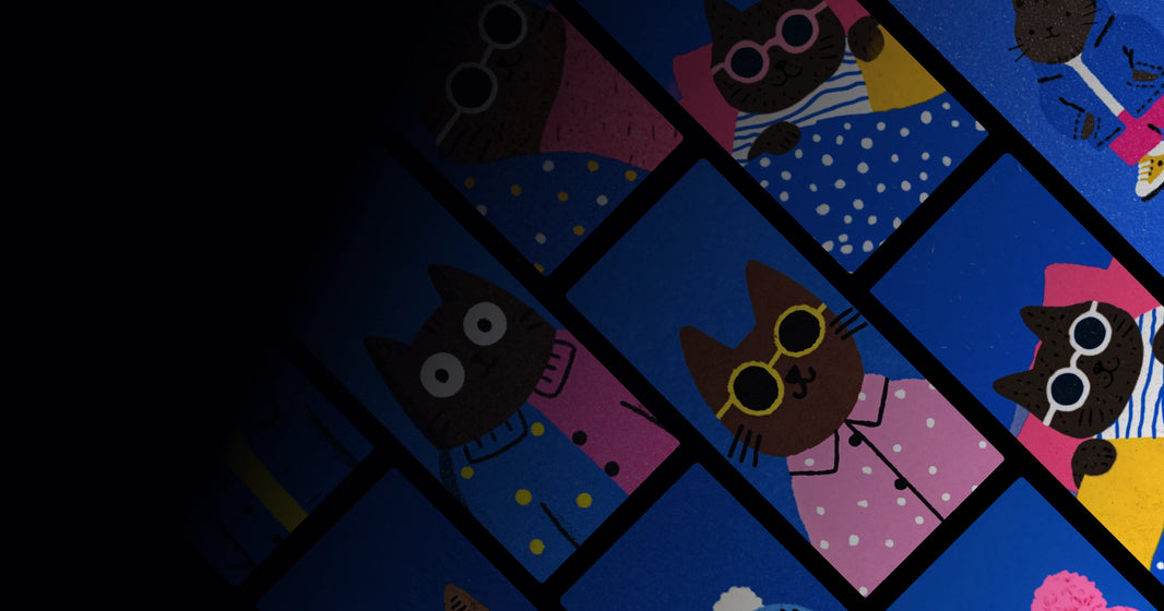 Stylish Cat Characters Wearing Trendy Clothes and Sunglasses – Playful Animal Art Design