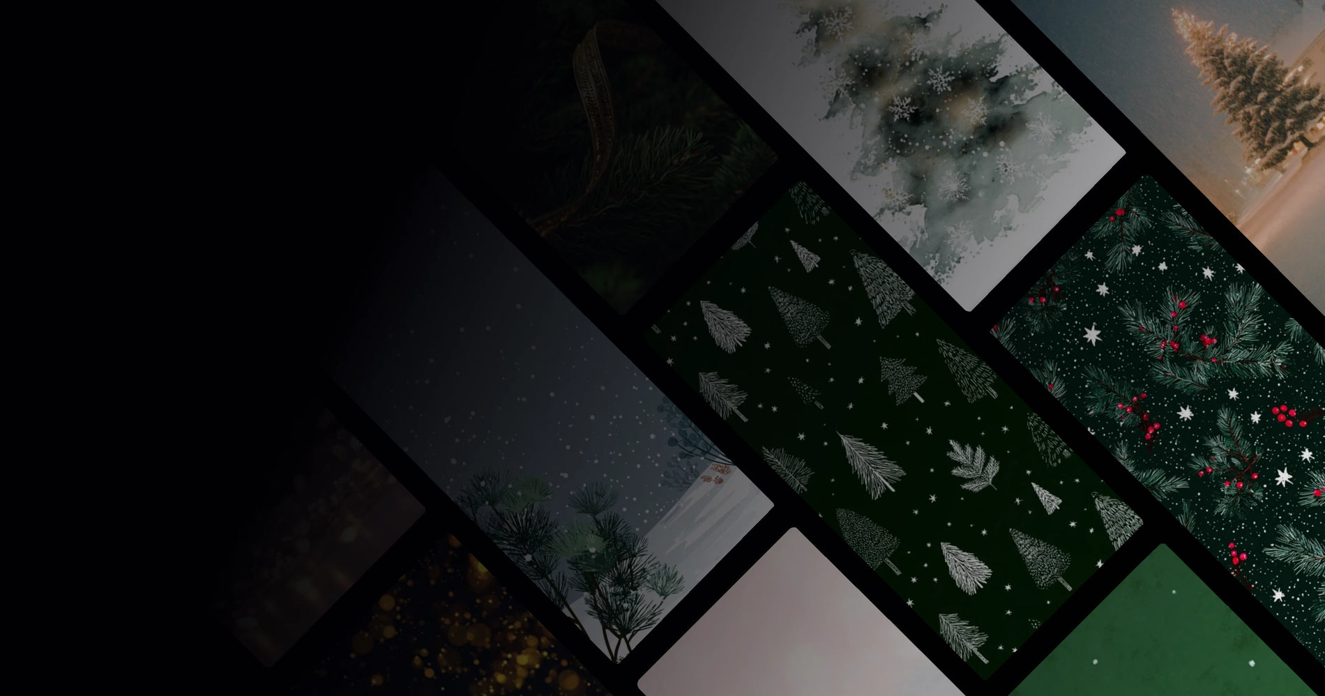 Christmas Tree in Snowfall — Minimalist Winter Scene Art