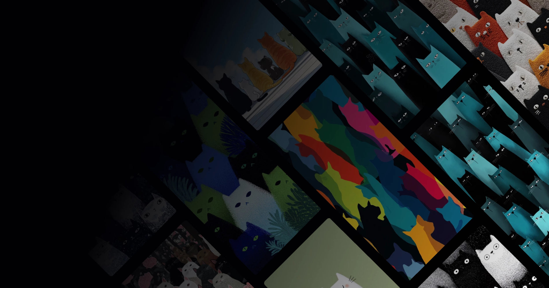 Feline Collective: A Study in Color, Pattern, and Silent Observation