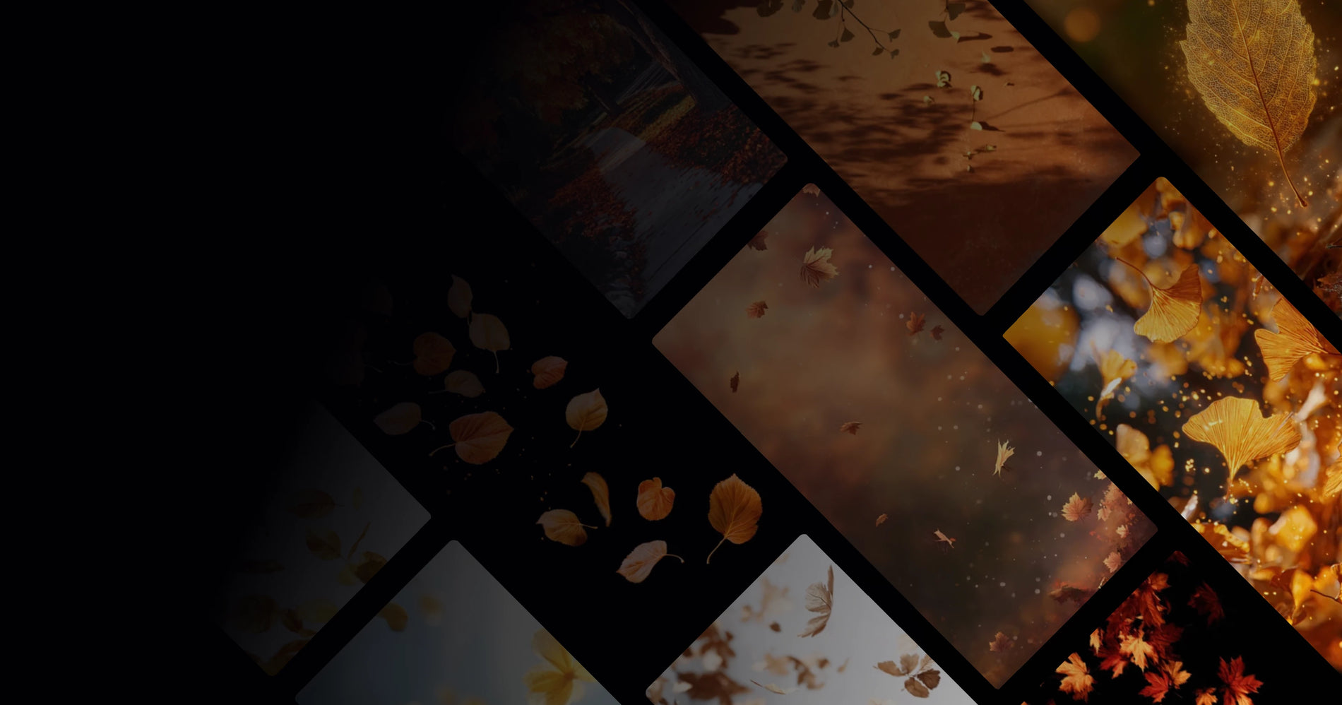 Golden Autumn Leaves Floating in Air – Serene Natural Artwork for Mindful Spaces