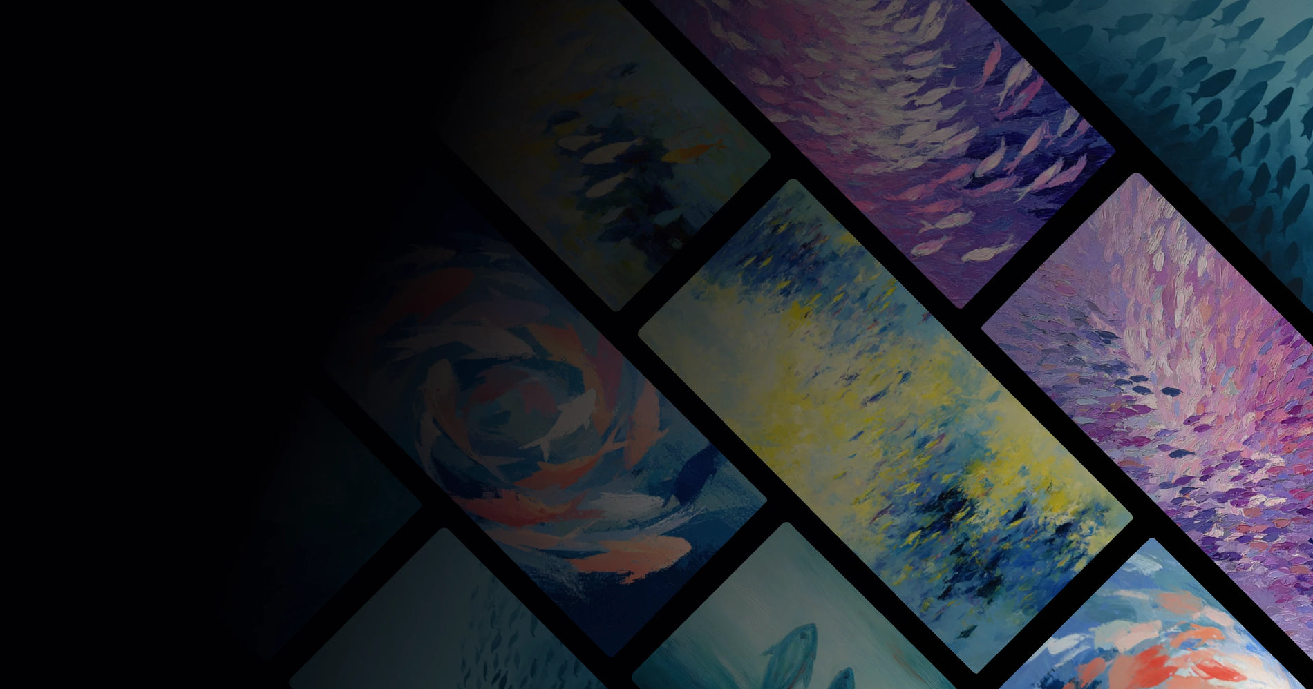 Abstract Fish Schools in Motion – A Visual Journey Through Color and Harmony