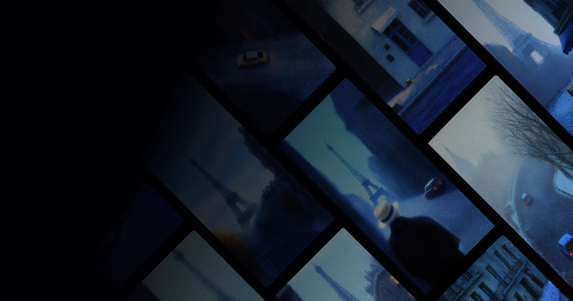 Parisian Blue Mood: Eiffel Tower and City Life in Misty Twilight