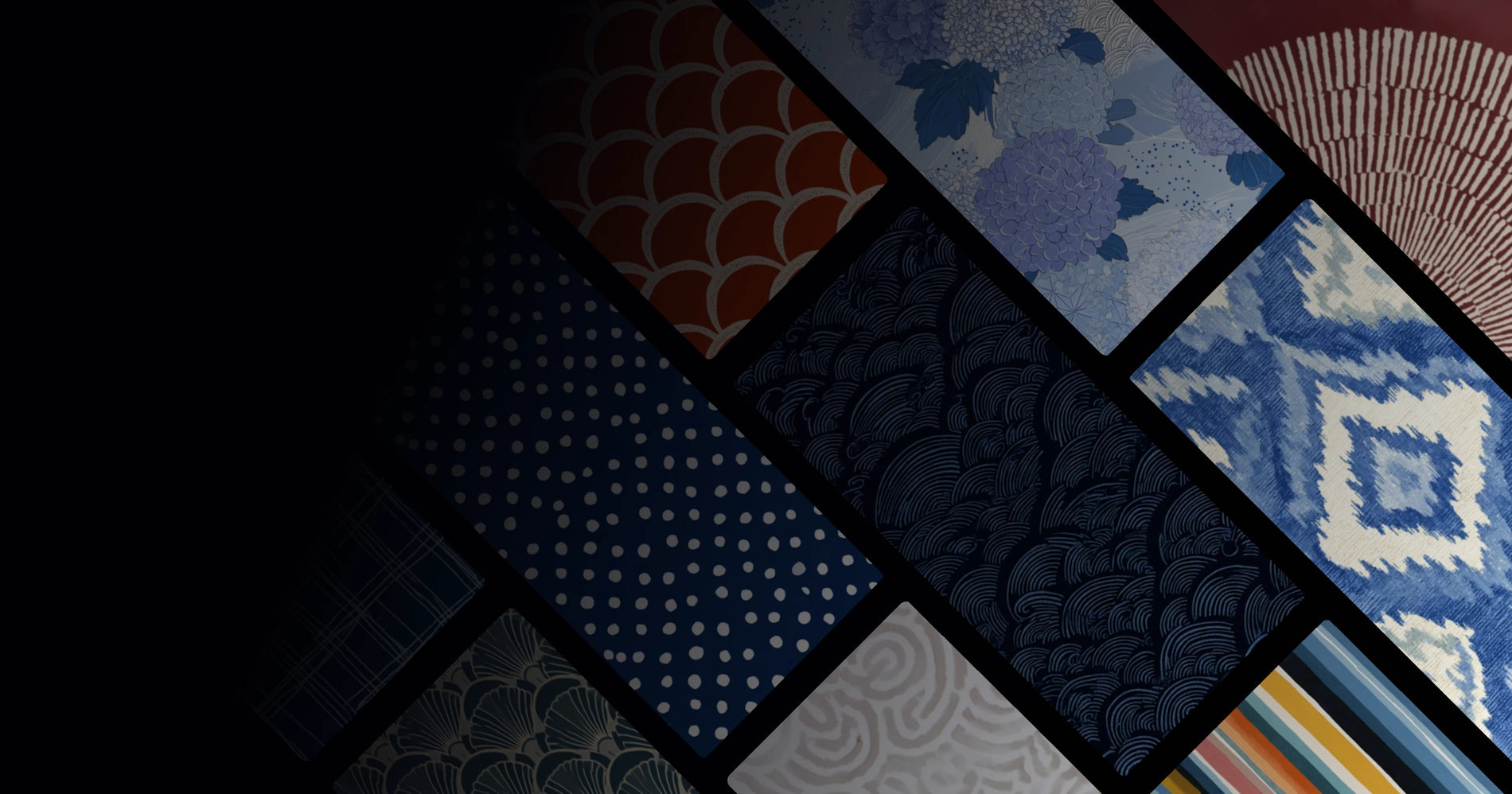 Traditional Eastern Patterns: From Waves to Stripes in Blue and Red Textile Art