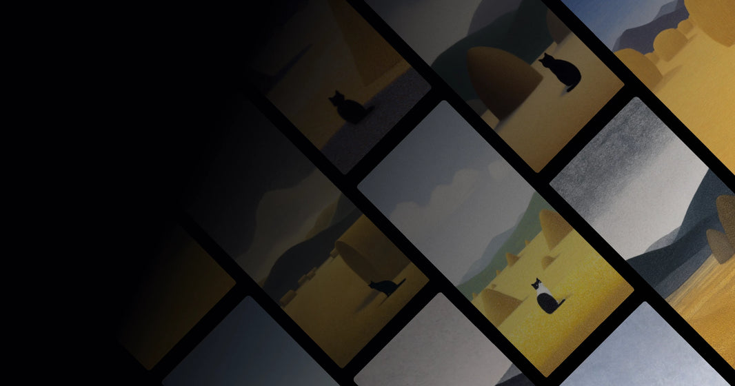 Solitary Cat and Dog in Golden Fields – Serene Nature Art for Mindful Spaces