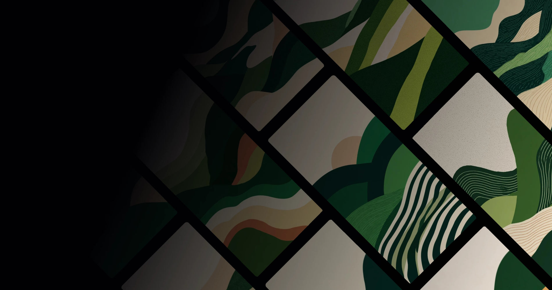 Abstract Mountain Landscape Art – Serene Green and Earth Tones for Mindful Living