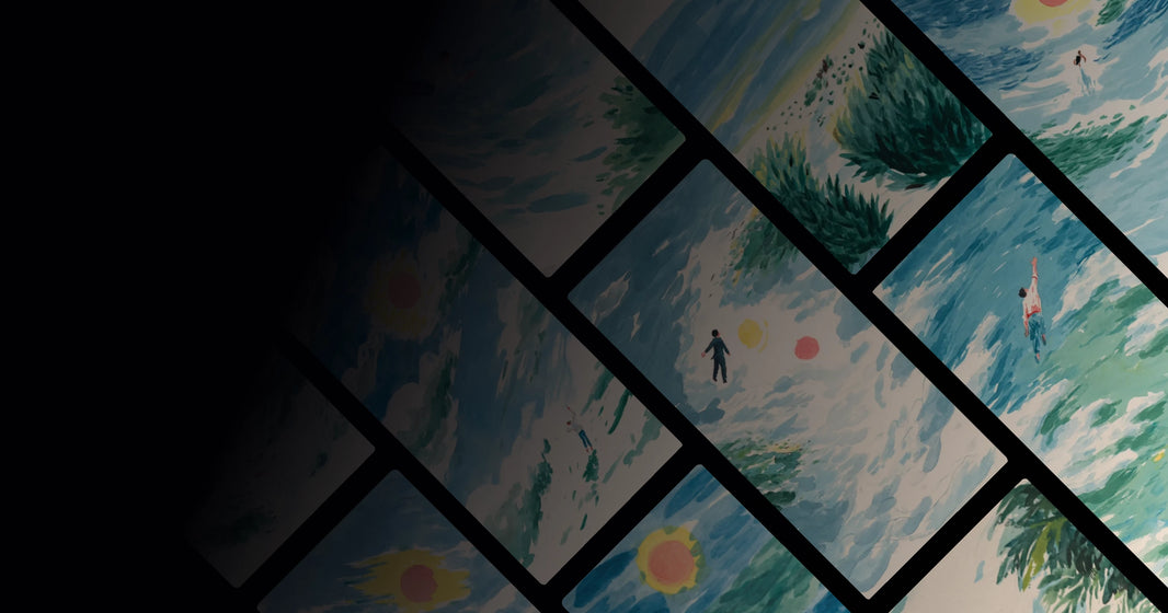 Floating Human in Nature – Surreal Artwork with Soft Colors and Ethereal Mood