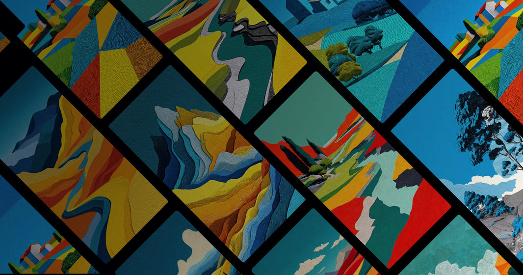 Abstract Landscape Art: Vibrant Geometric Terrain with Emotional Depth