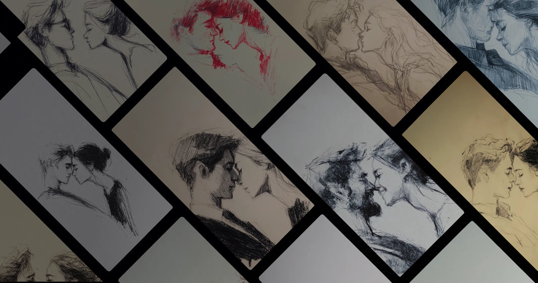 Emotional Sketch Art of Intimate Human Connection in Quiet Moments