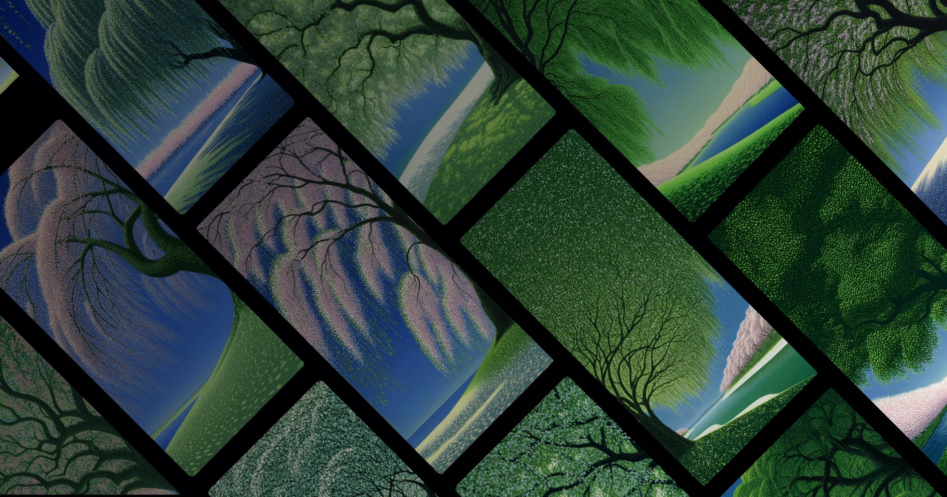 Serene Harmony of Willow and Cherry Blossom in Spring Landscape Art