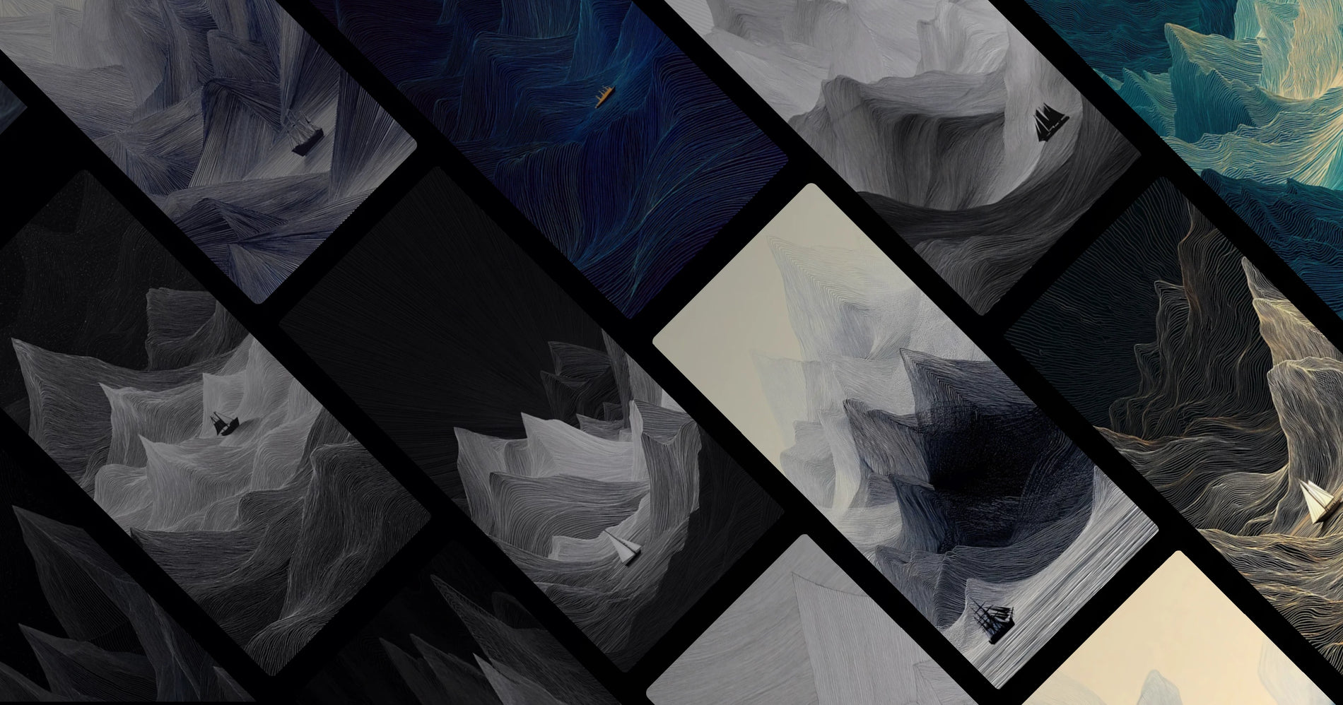 Serene Lines and Solitary Voyages: Artistic Landscapes of Calm and Contemplation