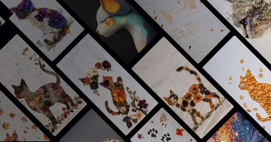 Botanical Cat Art: Elegant Floral and Golden Designs Inspired by Nature