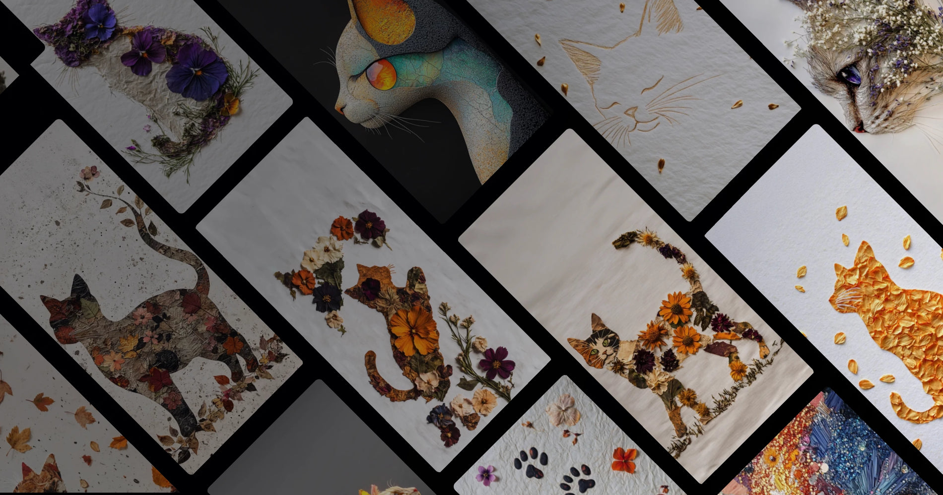 Botanical Cat Art: Elegant Floral and Golden Designs Inspired by Nature