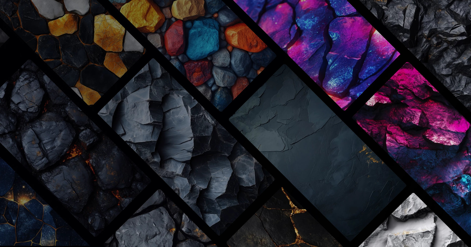 Earth Meets Light: A Collection of Textured Stone Surfaces in Moody and Vibrant Tones