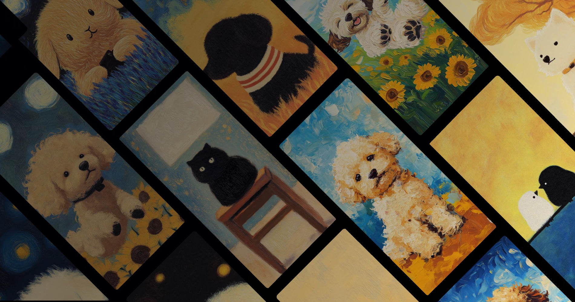 Whimsical Fluffy Companions Art Collection – Emotional Animal Portraits