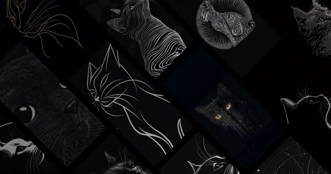 Black Cat Aesthetic: Minimalist Digital Art Featuring Abstract Feline Forms