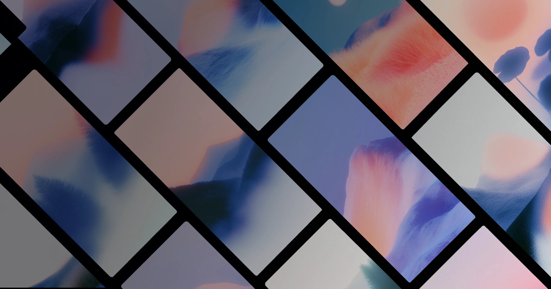 Serene Mountain Horizons at Dusk – Ethereal Nature Art with Pastel Tones and Reflective Calm