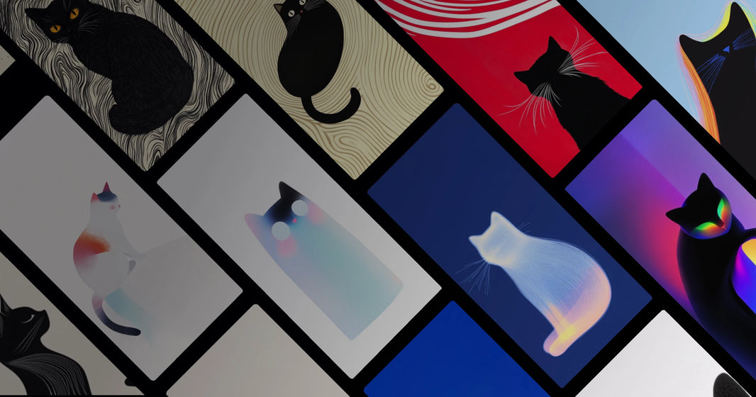 Abstract Black Cat Art: Minimalist Silhouettes and Emotional Design