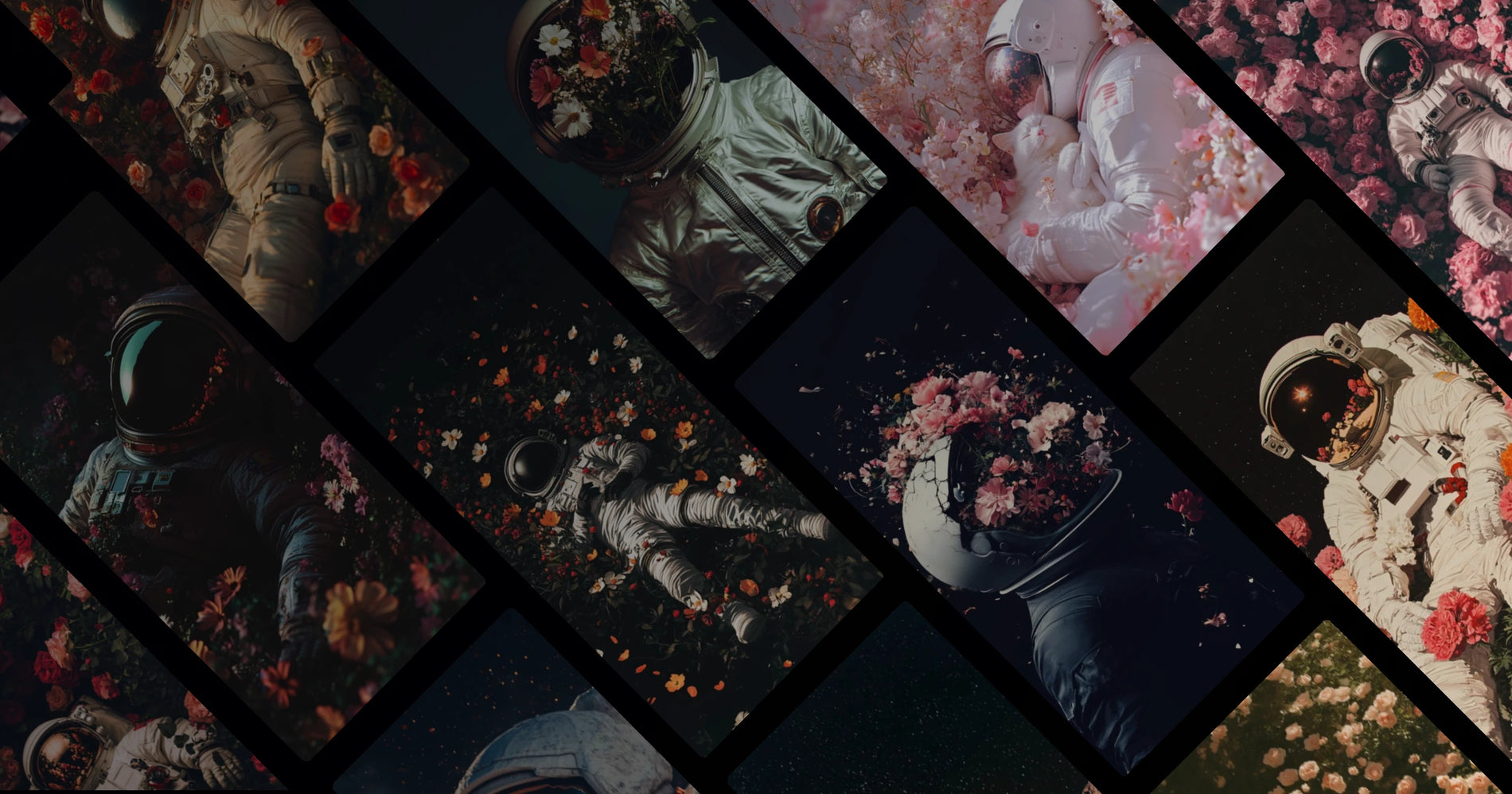 Astronauts Among Flowers: A Dreamlike Fusion of Space and Nature