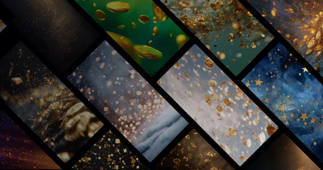 Golden Symbols in Motion: A Visual Journey Through Currency, Stars, and Cosmic Dust