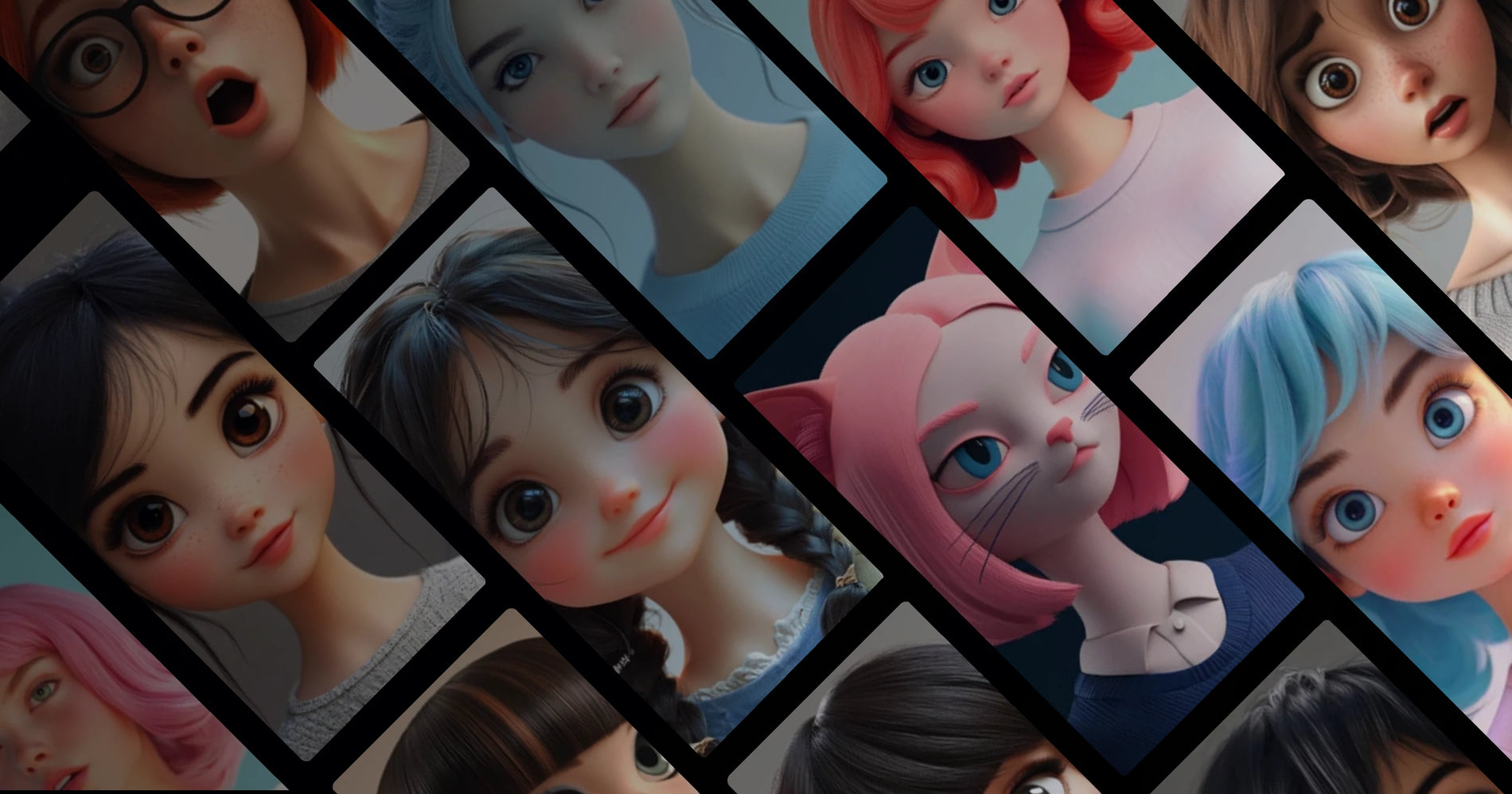 Fantasy Digital Girls with Expressive Eyes and Colorful Hair