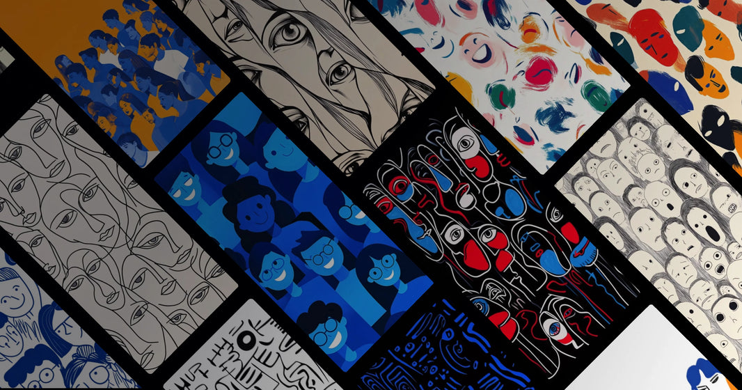 Emotional Facial Patterns: Abstract Human Faces in Modern Art Design