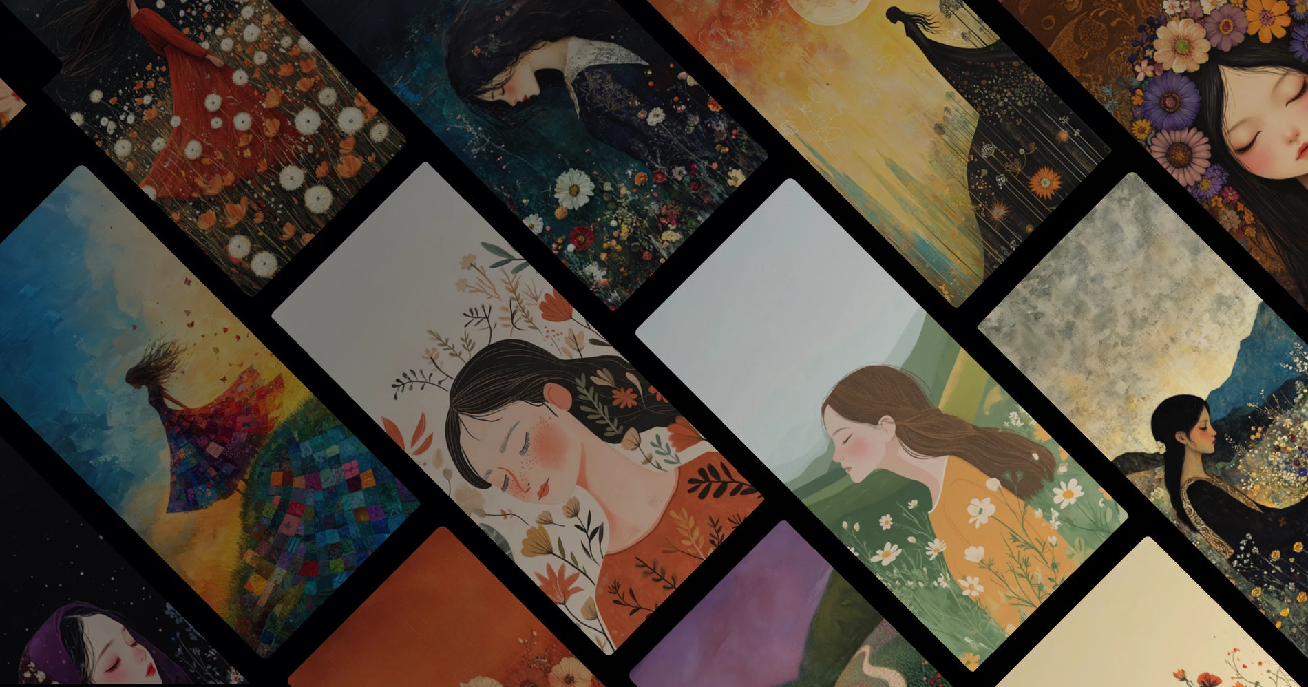 Flowers and Quietude: Feminine Portraits in Nature's Embrace