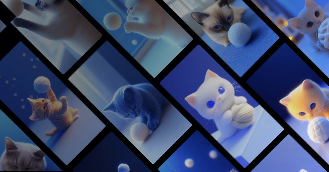 Adorable Kittens Playing with Yarn in Soft Blue Lighting