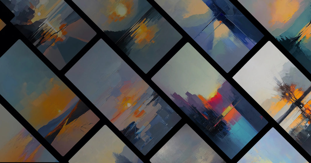 Serene Sunset Art Featuring Nature and Cityscapes in Harmonious Orange and Blue Hues