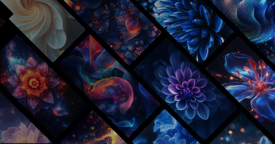 Blue Cosmic Bloom: Ethereal Floral Art Inspired by Space and Light