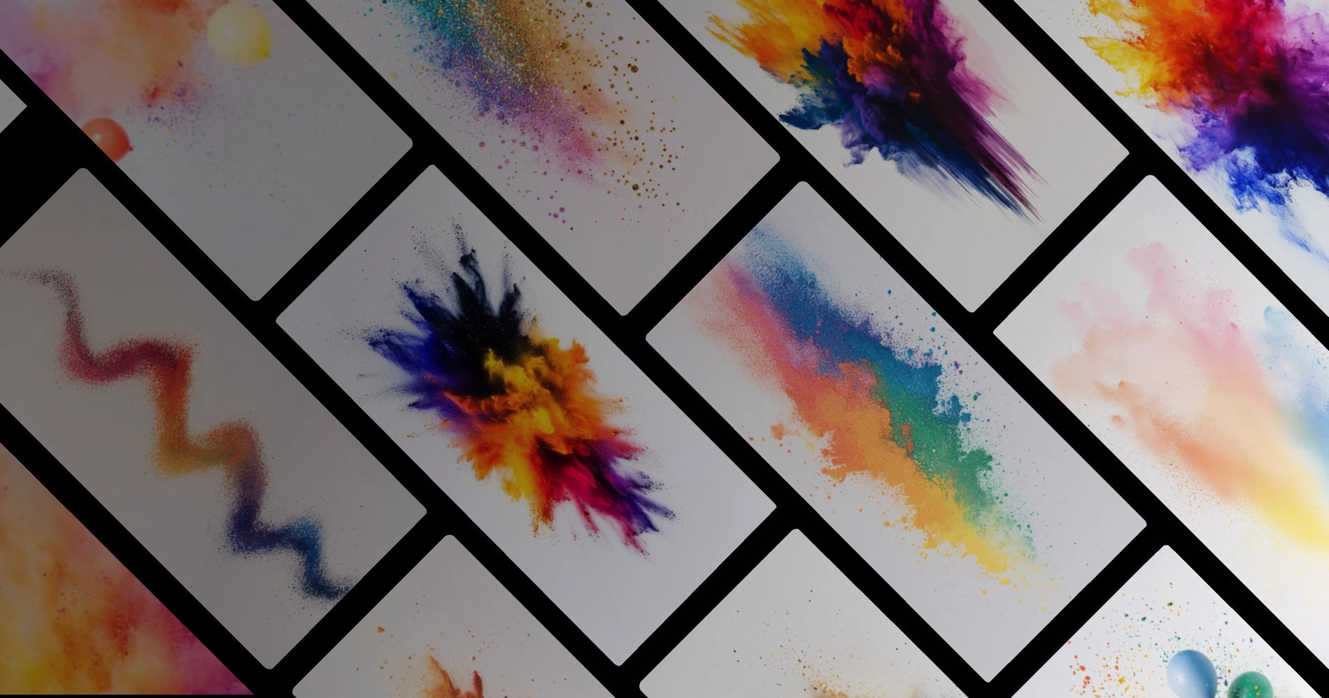 Emotional Color Burst: Artistic Powder Explosions and Balloons in Motion