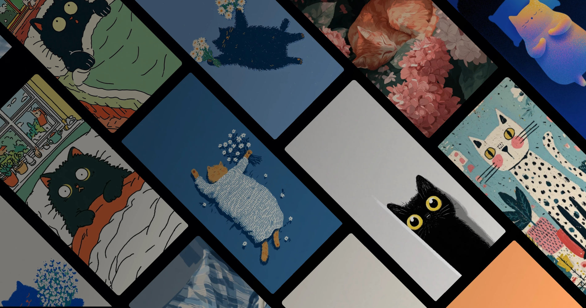 Cats in Stillness and Bloom: Artistic Expressions of Feline Serenity