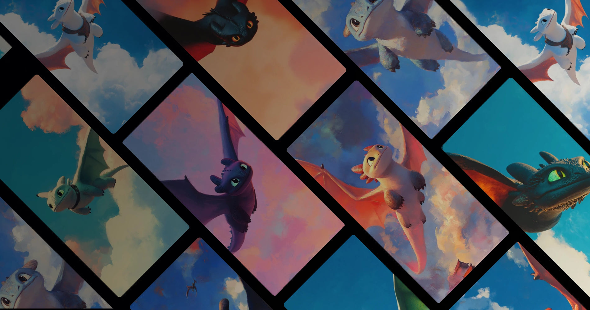 Dragon Flight Collection: Artistic Renderings of Toothless and Friends Soaring Through the Skies