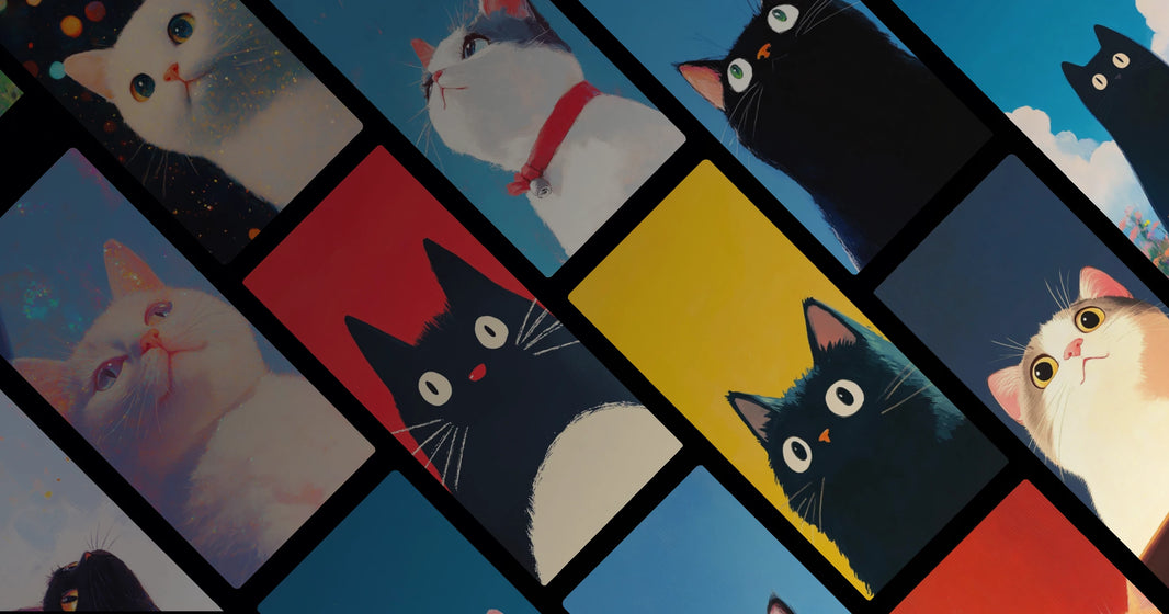 Whimsical Cat Portraits in Vibrant Colors and Bold Strokes – Inspired by Studio Ghibli Aesthetic