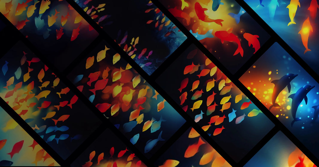 Oceanic Harmony: Vibrant Dolphins and Fish in Dynamic Light Play