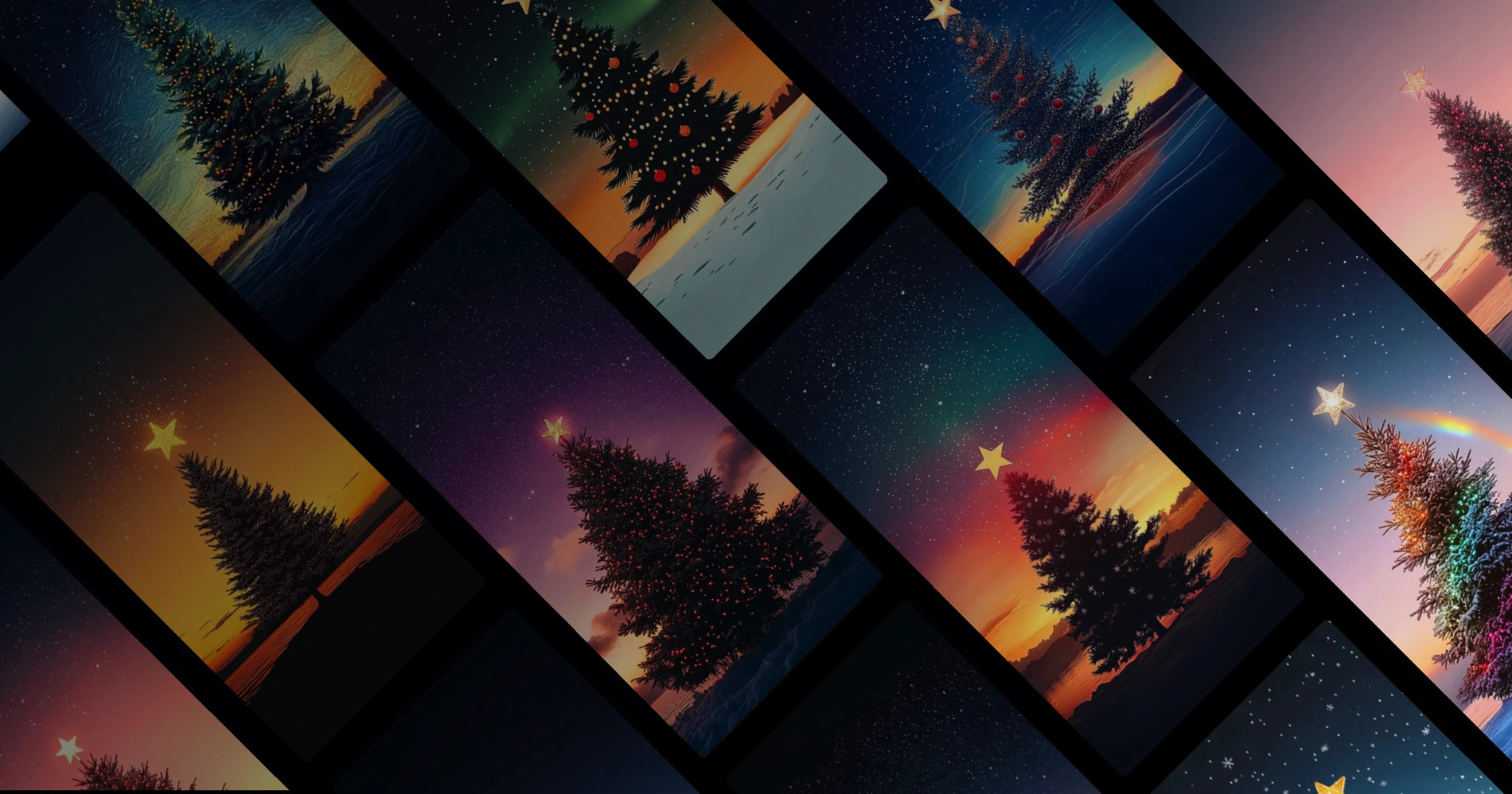 Christmas Tree Under Starry Sky – Ethereal Winter Landscape Art