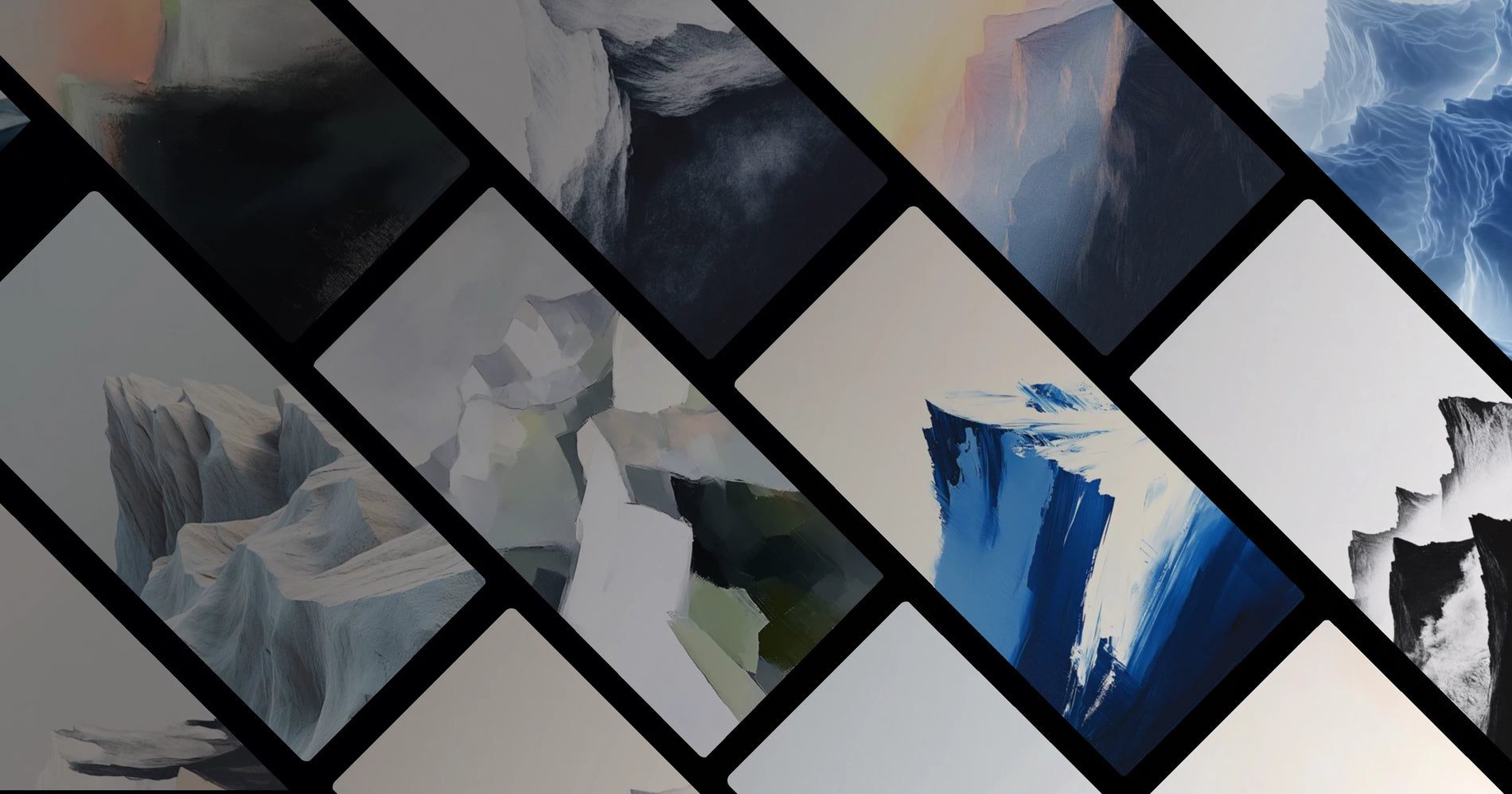 Minimalist Mountain Art: Serene Snow-Capped Peaks for Calm and Focus