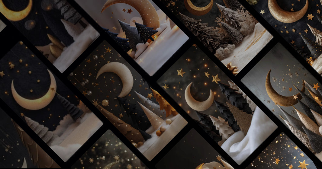 Whimsical Moonlit Forest Scene with Felt Trees and Glowing Stars