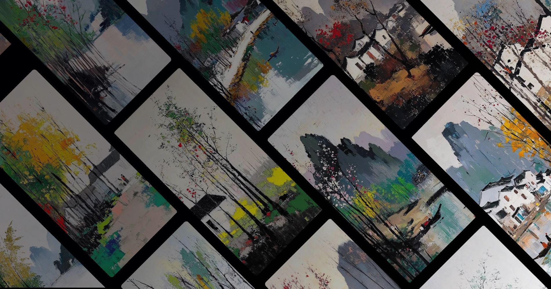 Poetic Ink Landscapes of Jiangnan: Seasonal Serenity and Cultural Harmony