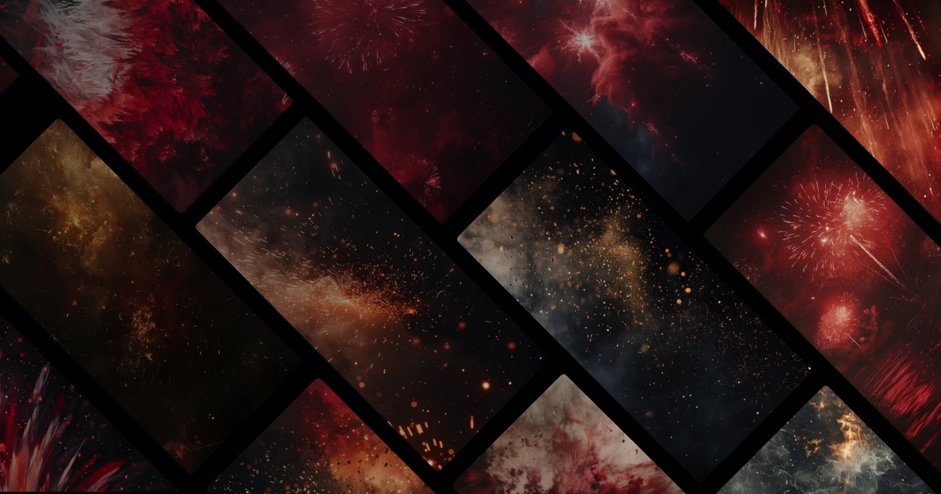 Ethereal Red Cosmos: Firework-Like Nebulae and Celestial Sparks