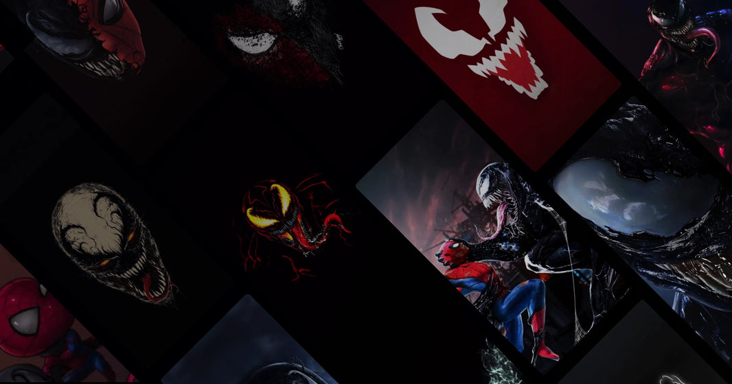 Venom and Spider-Man Symbiosis Artwork: A Study in Dark Identity and Contrast