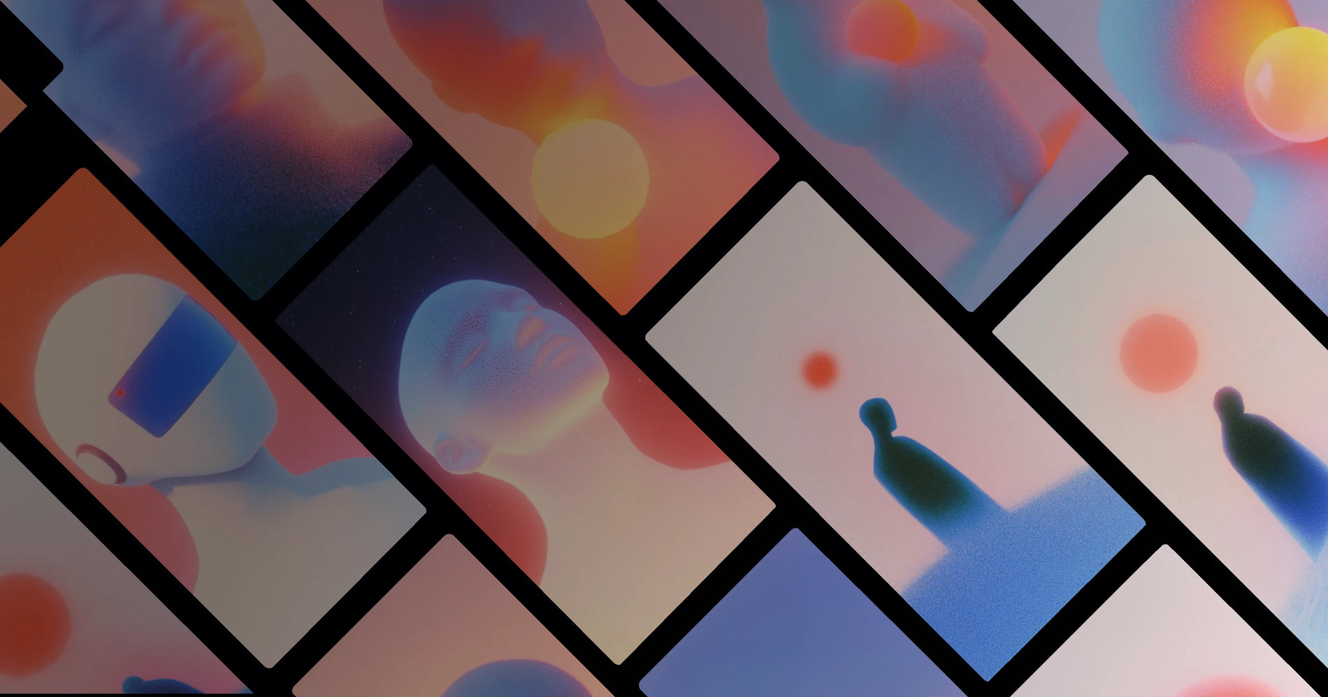Abstract Human Forms in Soft Light and Gradient Colors – Serene Digital Art for Mindful Spaces