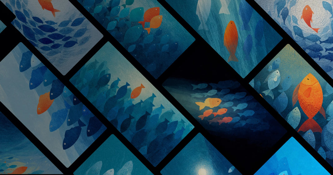 Orange Fish Among Blue Schools: Artistic Expression of Individuality in Collective Motion